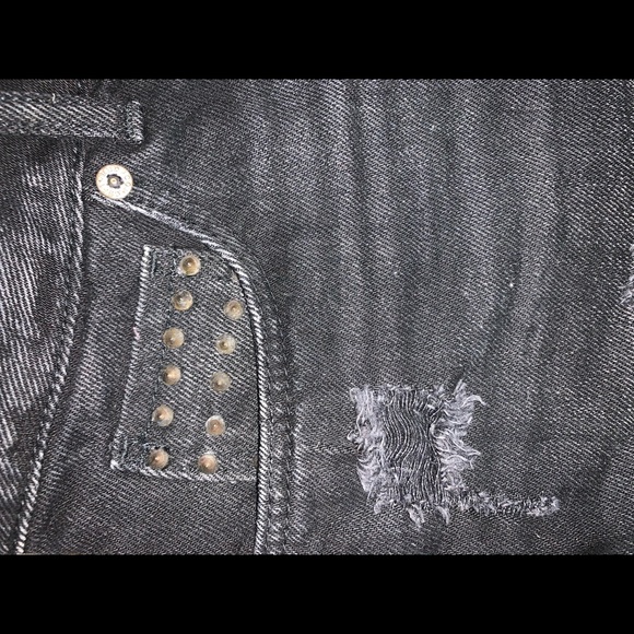 Grey/black high waisted jean shorts - Picture 4 of 4